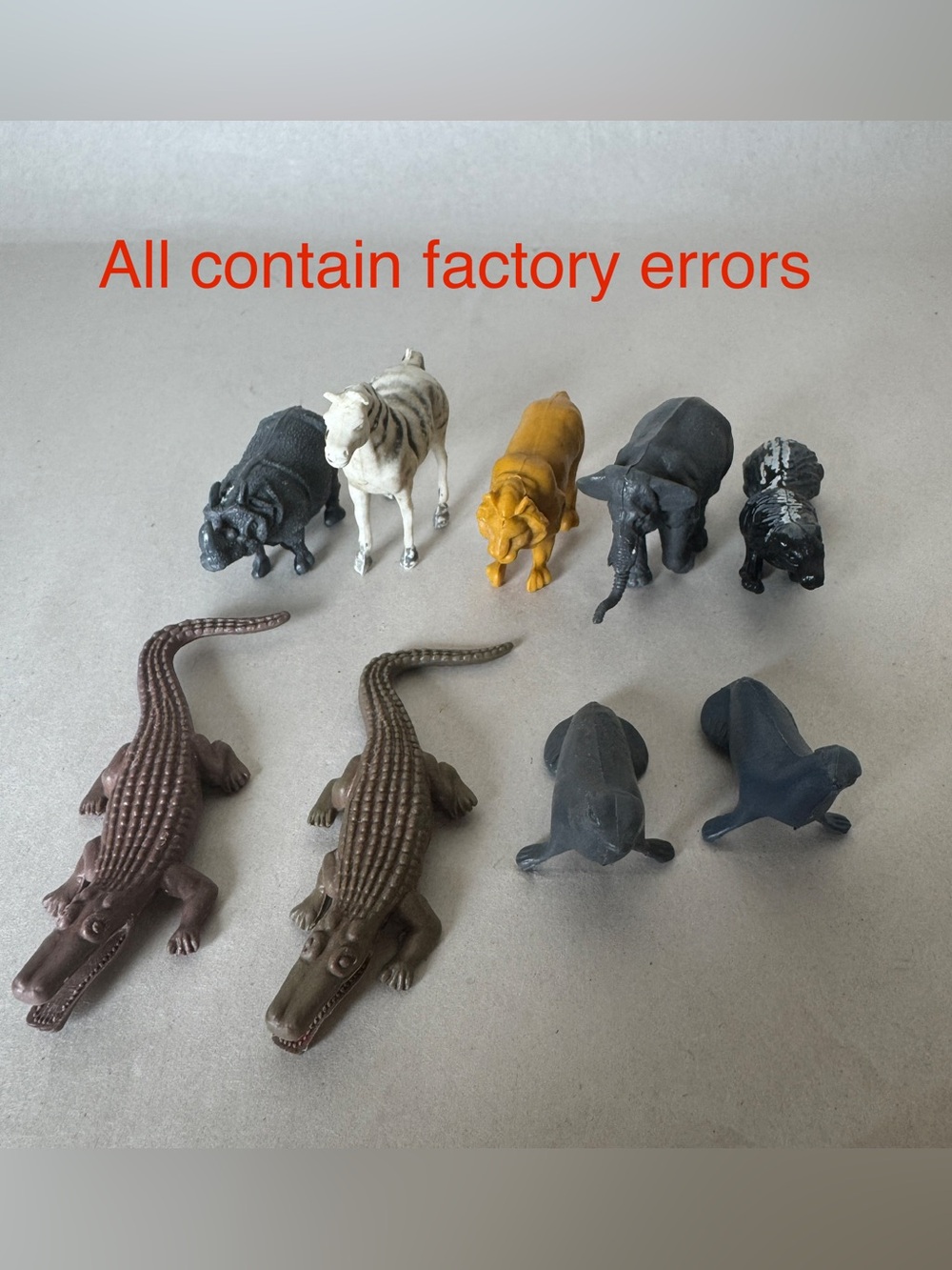 Vintage Larami Rubber Animal Error Figures Lot Hong Kong Miscast Mold Flash Rare